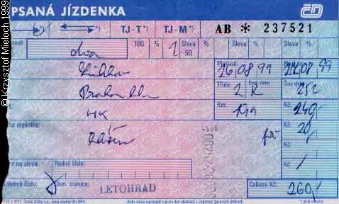 bilet Lichkov - Praha H.ln.