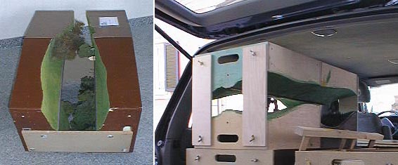 dwa moduly zlozone twarzami do siebie, moduly zapakowane do auta